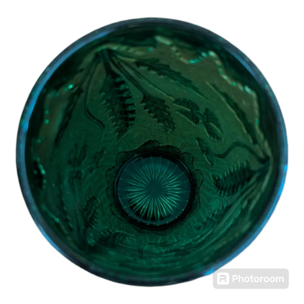 Antique 1899 EAPG USA Glass Co Emerald Green Gold #15065  Delaware Pattern Vase